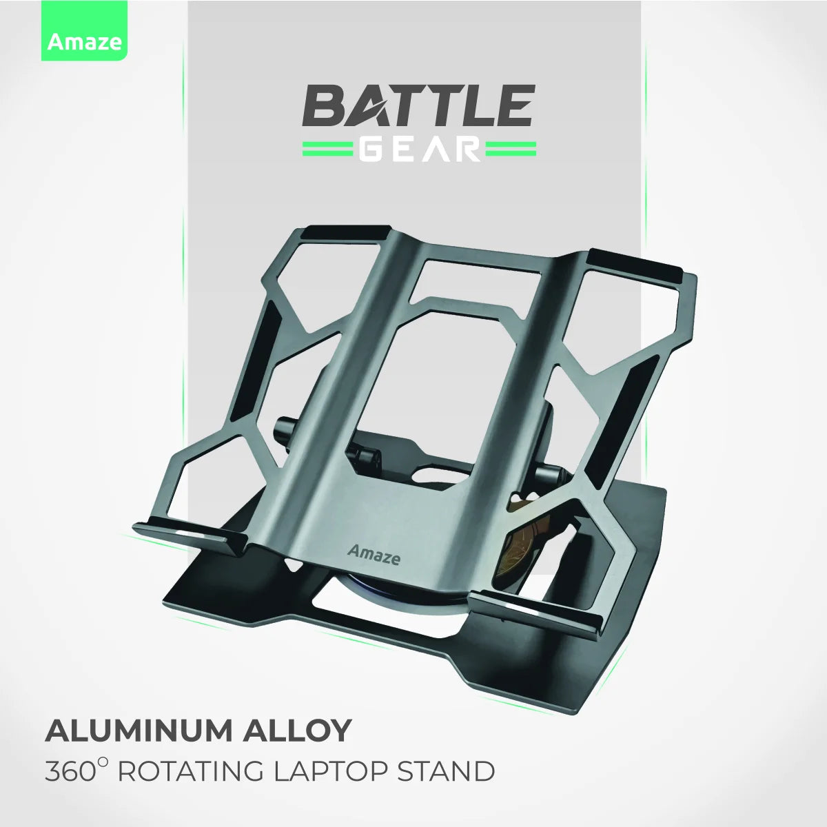 Amaze Battle Gear A540 360° Rotatable Aluminum Laptop Stand – Metallic Grey