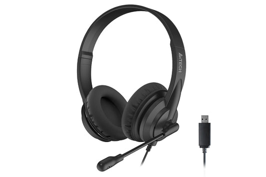 A4tech HU-10 Wired Headset USB Black-Techshek.pk