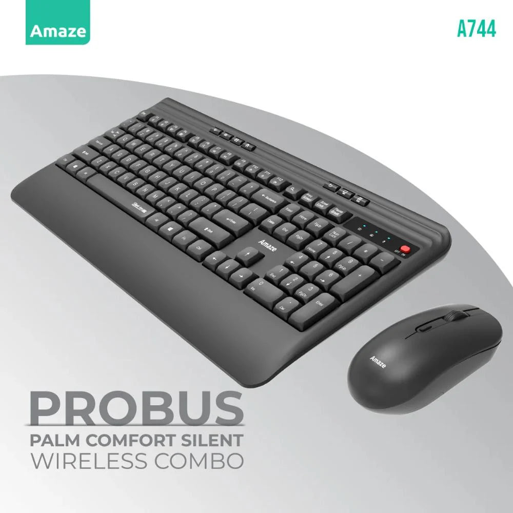 Amaze A744 Probus Palm Comfort Silent Wireless Keyboard & Mouse Combo