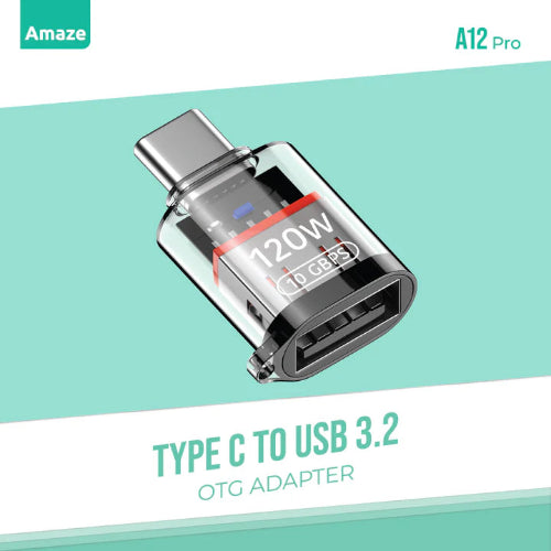 AMAZE A12 Pro Type-C to USB 3.2 OTG Adapter Price in Pakistan - TechShek.pk