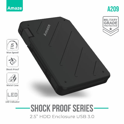 AMAZE A209 Shock Proof 2.5" HDD Case 5Gbps Price in Pakistan | TechShek.pk