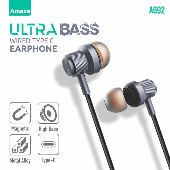 AMAZE A692 Ultra Bass Wired Type-C Handsfree