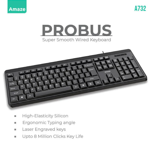 Amaze A732 Ergonomic Wired Keyboard Price In Pakistan - Techshek.pk