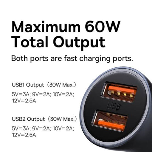 Baseus 2U 60W Car Charger Price In Pakistan - Techshek.pk