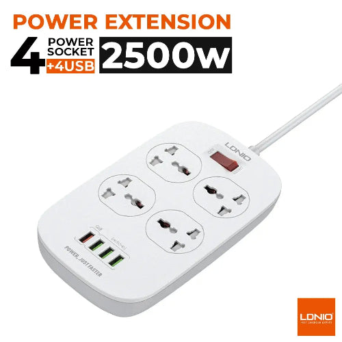 LDNIO SC4407 4 AC Outlets Universal Power Strip Price in Pakistan - TechShek.pk