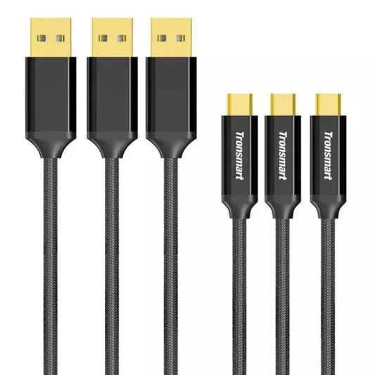 Tronsmart CPP9 Braided Nylon USB-C to USB-A 3.0 Cable Set – 3-Pack
